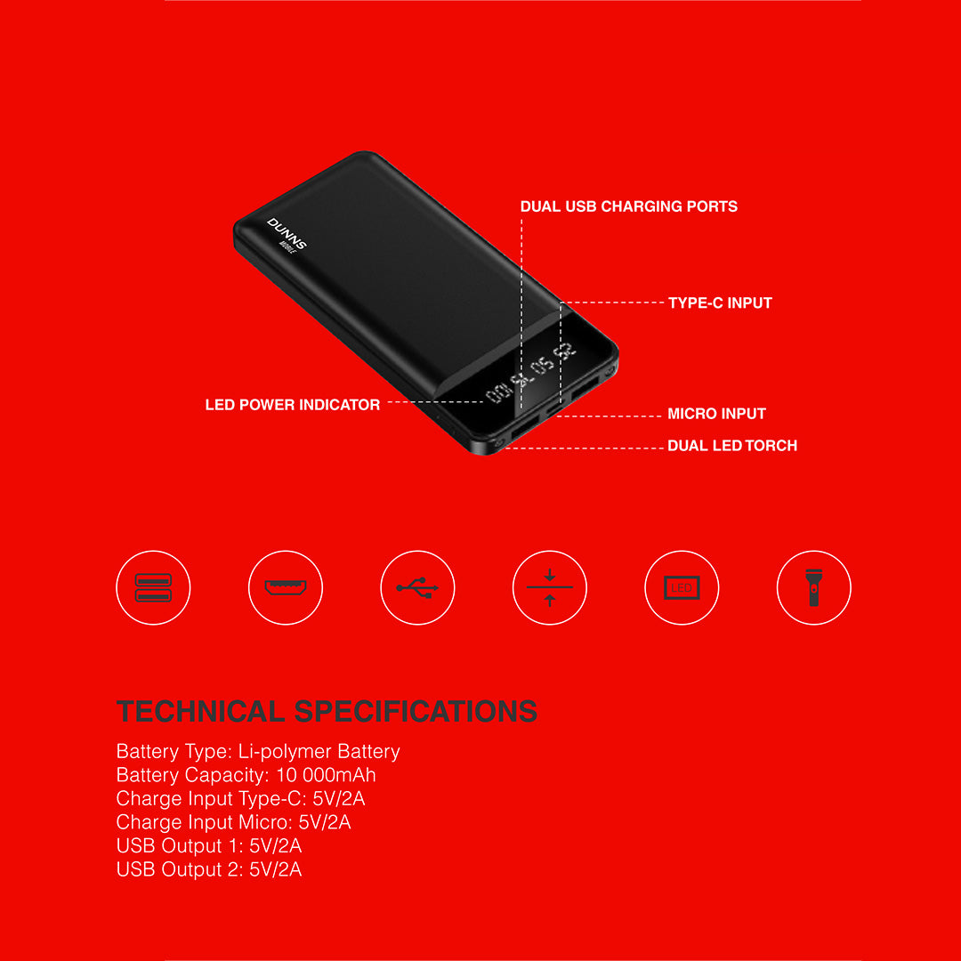 Dunns Mobile 10 000mAh Power Bank