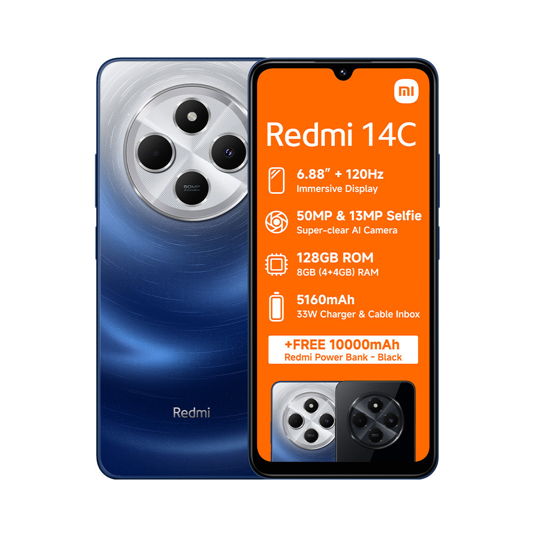 Xiaomi Redmi 14C 128GB 4G DS - Blue (Vodacom) + FREE POWER BANK-BLUE