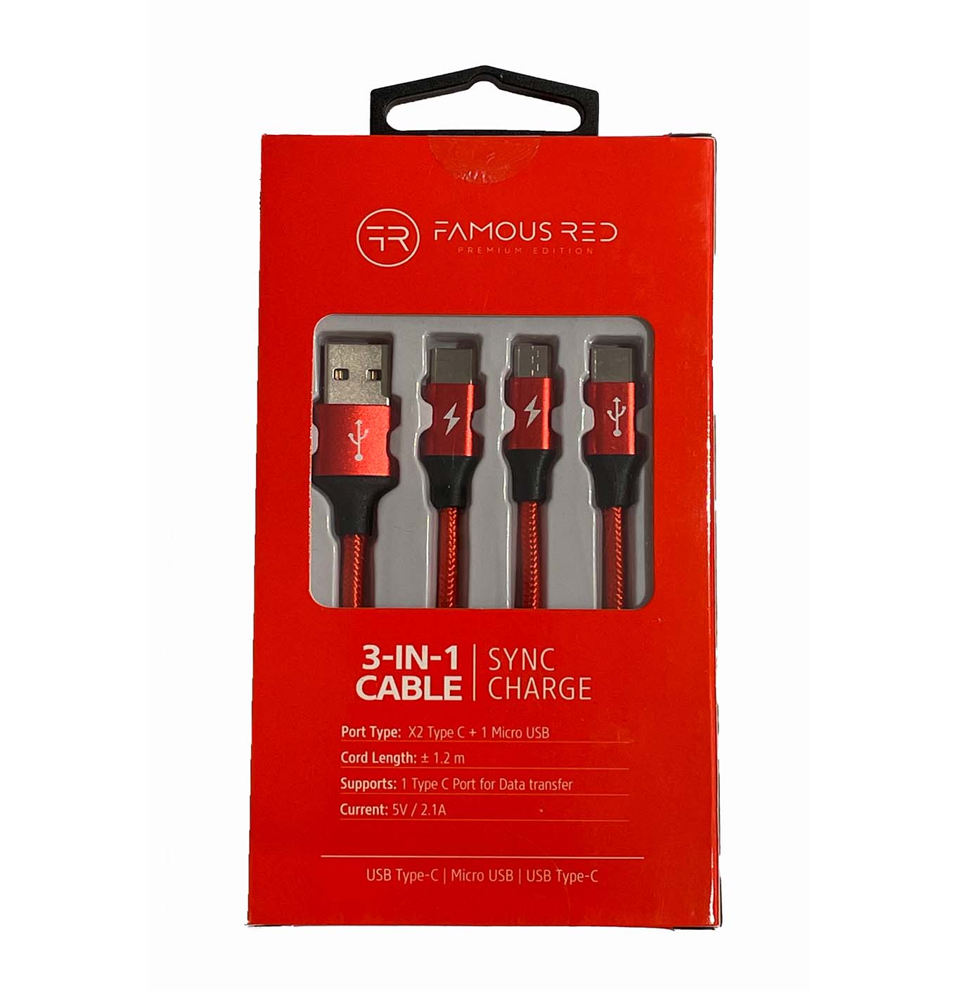 Famous Red 3 In 1 Cable