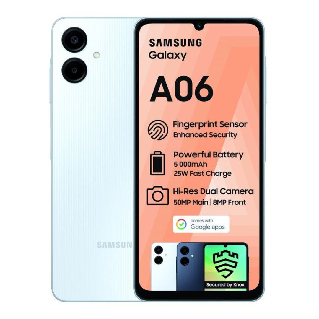 Samsung Galaxy A06 本体 4GB+64GB Samsung Galaxy A06 64GB 4G DS - Light Blue (MTN) – Dunns Mobile SA