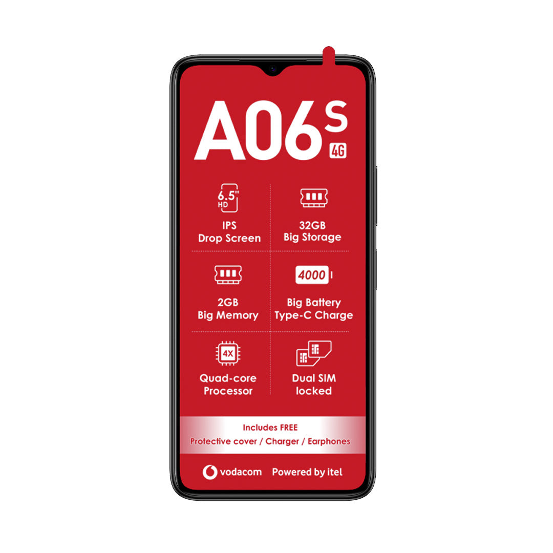 Itel A06S - Black (Vodacom - Network Locked)