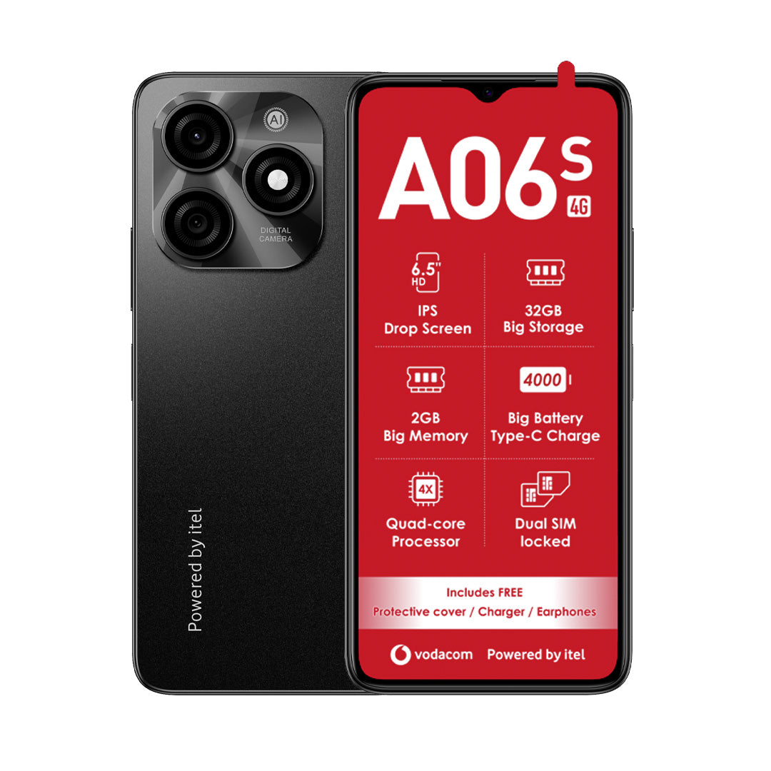 Itel A06S - Black (Vodacom - Network Locked)