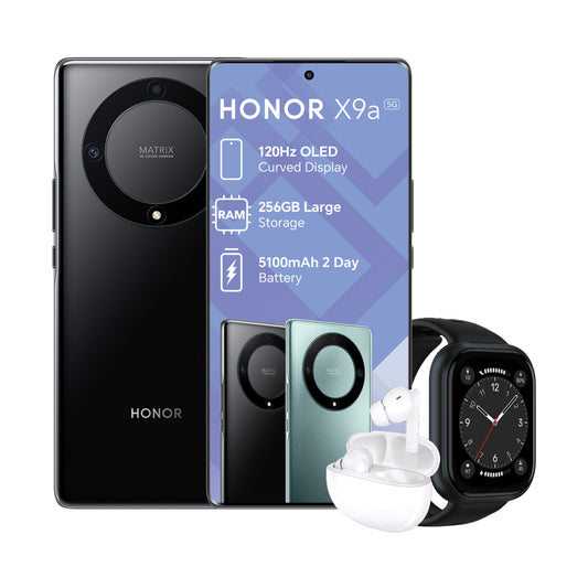 Honor X9a (Black) + Smart Watch + Wireless BT Earbuds