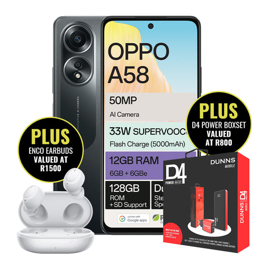 Oppo A58 Dual Sim + Earbuds + D4 Power Boxset
