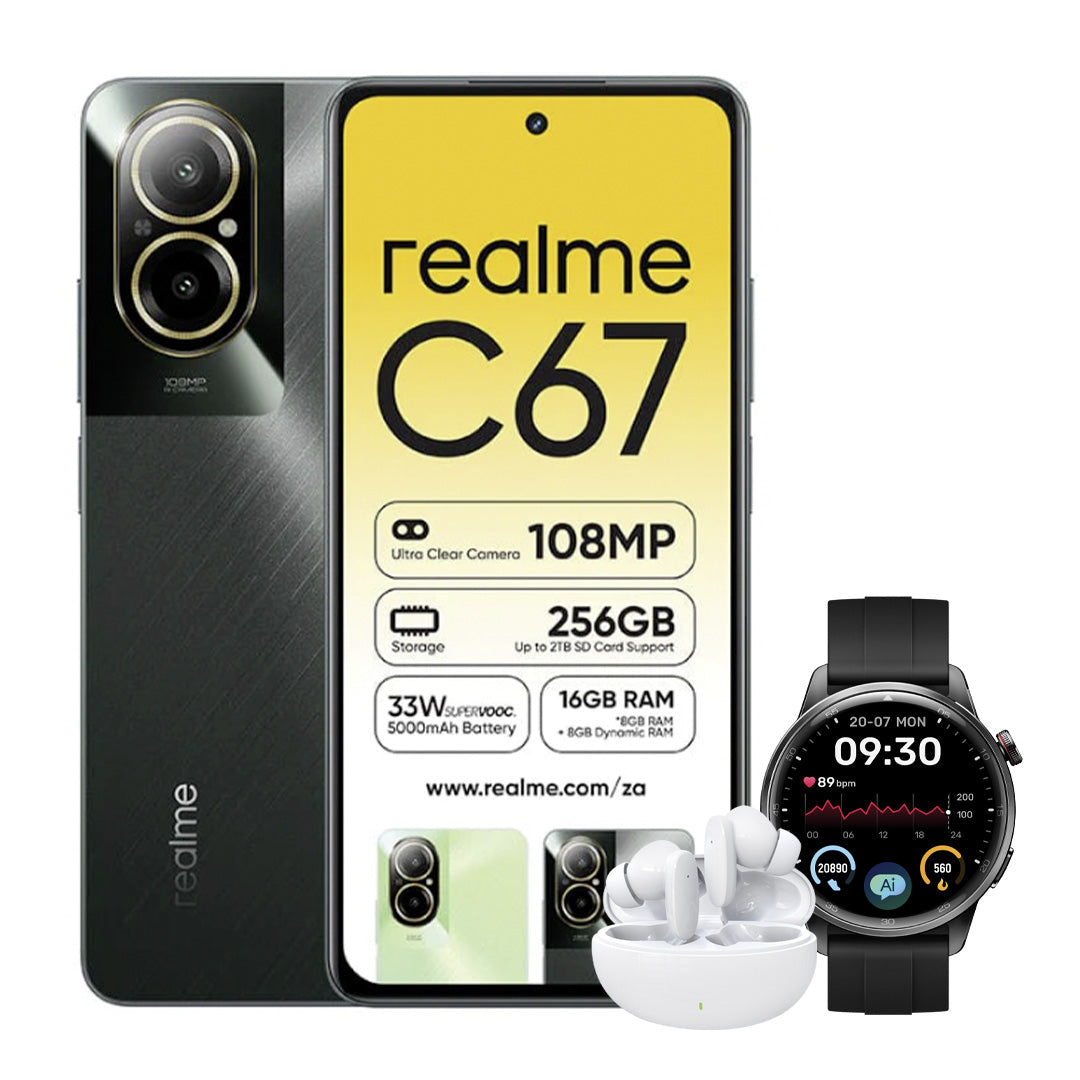 Realme C67 256GB 4G DS (Vodacom) + Free Watch & Earbuds-Black