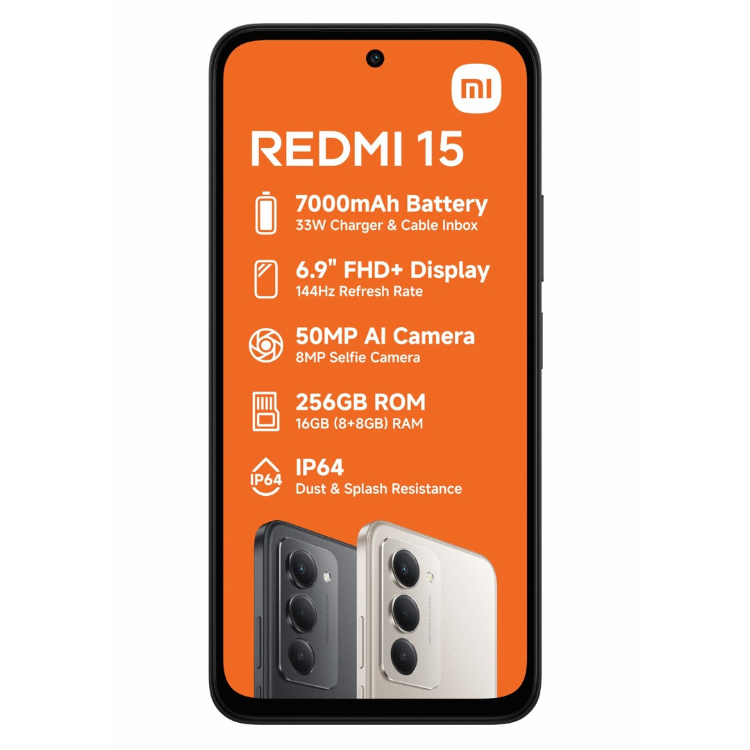 Xiaomi Redmi 15 + Earbuds (Black) - Vodacom