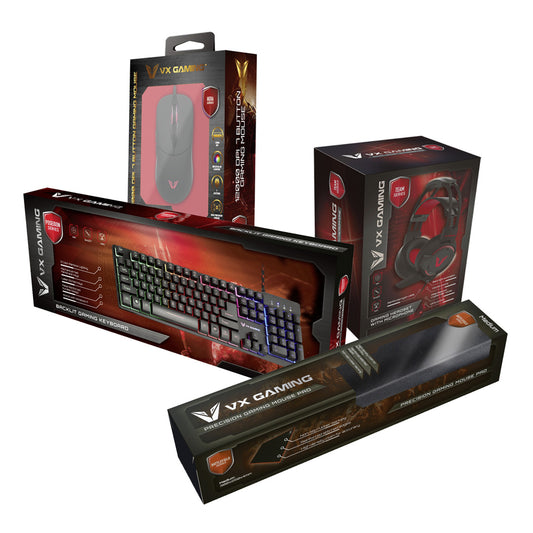 VX Gaming Bundle (Mouse + Mouse Pad + Keyboard + Headset)