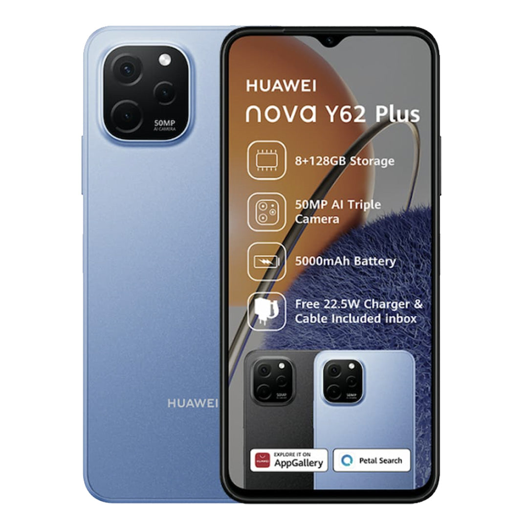 Huawei Nova Y62 Plus + Free Huawei Freelace Earphones (Vodacom) - Blue